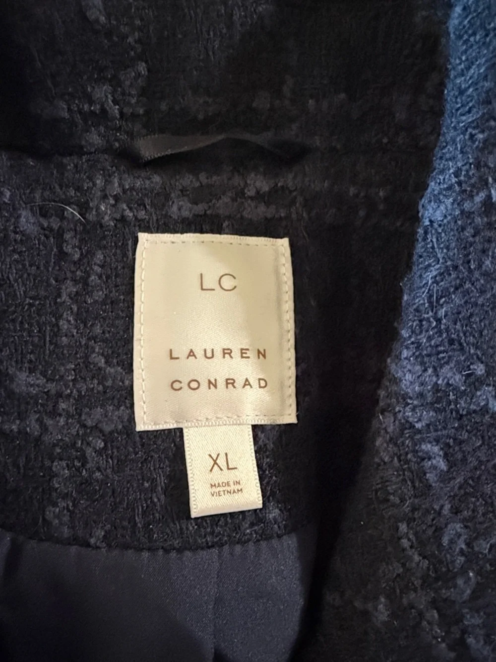 LC Lauren Conrad Navy Tweed Double-Breasted Peacoat with Gold Buttons XL New